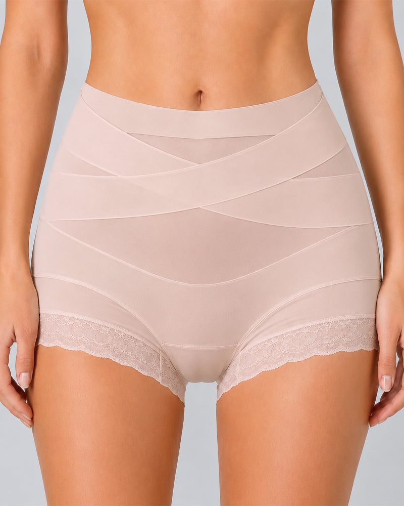 Set de 2 Boxer Briefs de Cintura Alta con Control Abdomen, Sin Costuras y Paneles de Malla Transparente