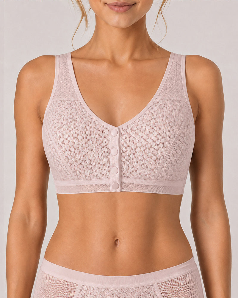 Top sin costuras, ultra ligero y transpirable con cierre frontal