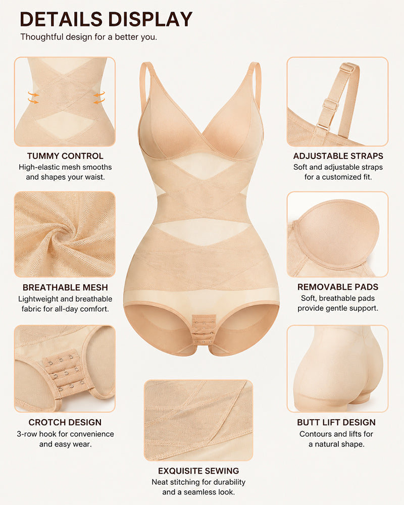 Body Control Abdomen Transpirable con Diseño Cruzado en V Profunda