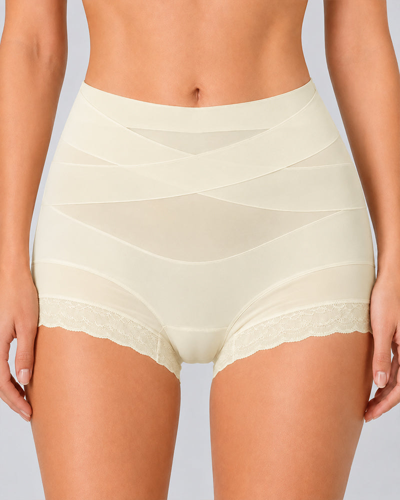 Set de 2 Boxer Briefs de Cintura Alta con Control Abdomen, Sin Costuras y Paneles de Malla Transparente