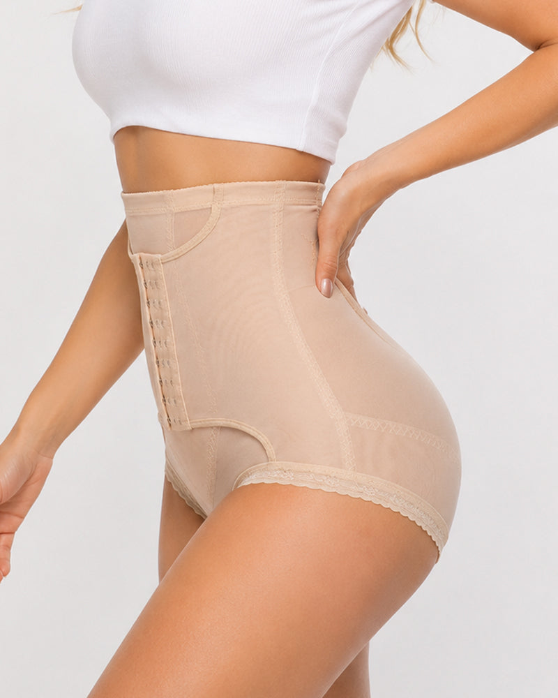 Panties Moldeadores Sin Costuras de Control Abdomen con Cierre de Gancho y Ojo de Cintura Alta
