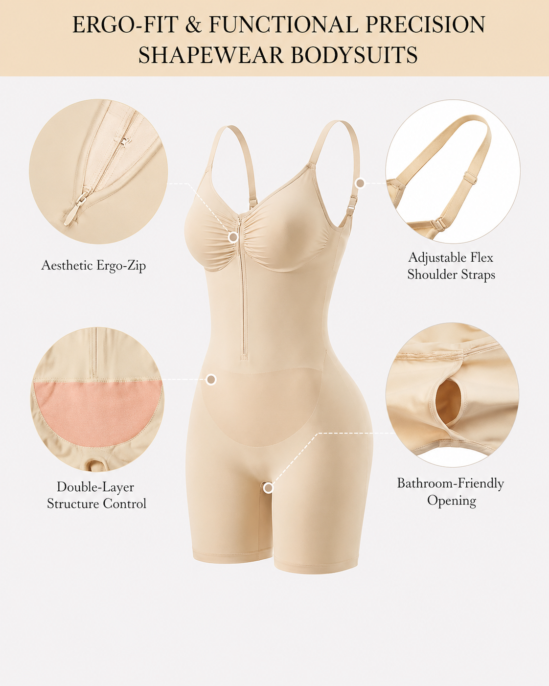 Faja Moldeadora Doble Capa con Control de Abdomen y Cremallera para Mujeres