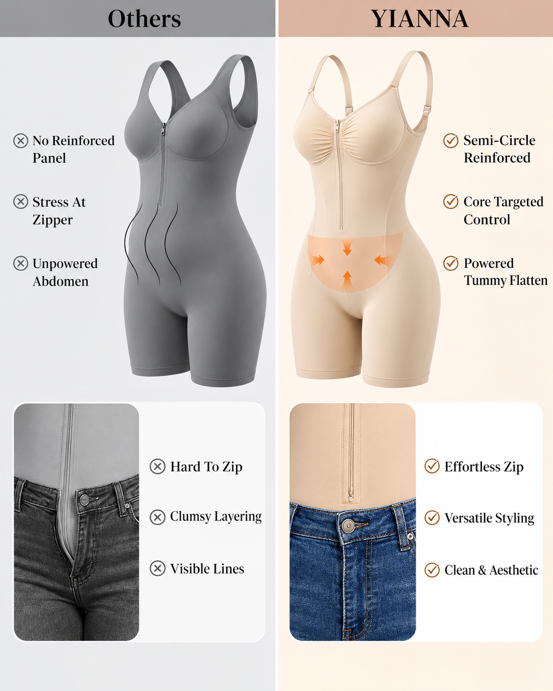 Faja Moldeadora Doble Capa con Control de Abdomen y Cremallera para Mujeres