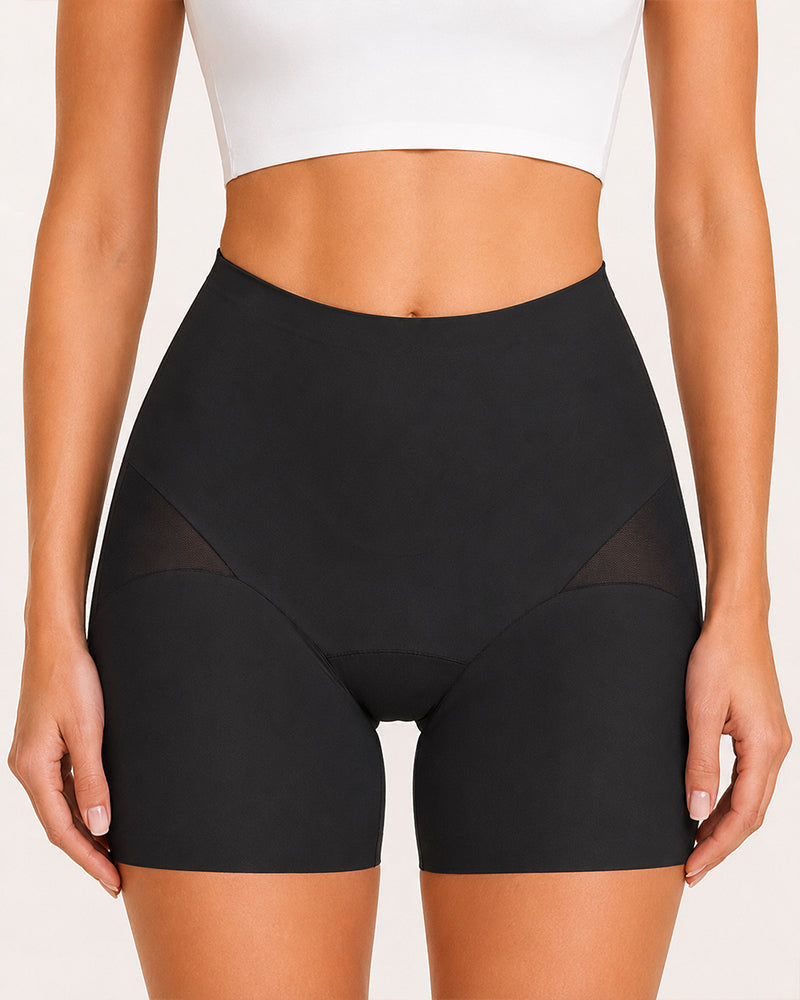 Conjunto de 2 Pantalones Cortos de Cintura Alta Sin Costuras con Control Abdomen y Malla Transpirable