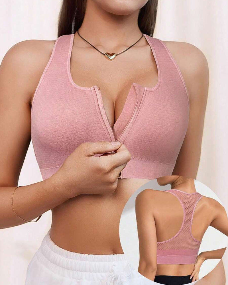 Top Deportivo Elástico Sin Costuras con Cremallera para Mujeres