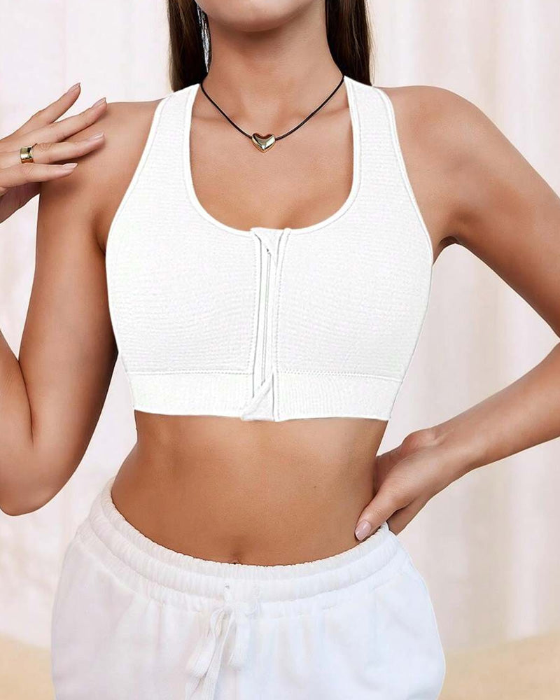 Top Deportivo Elástico Sin Costuras con Cremallera para Mujeres