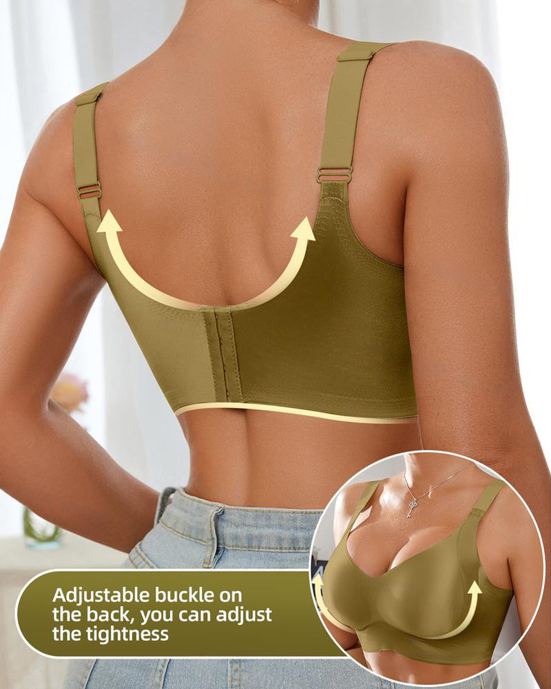 Sostén ajustable para mujer sin alambres, en color sólido, sin costuras, con efecto push-up y transpirable