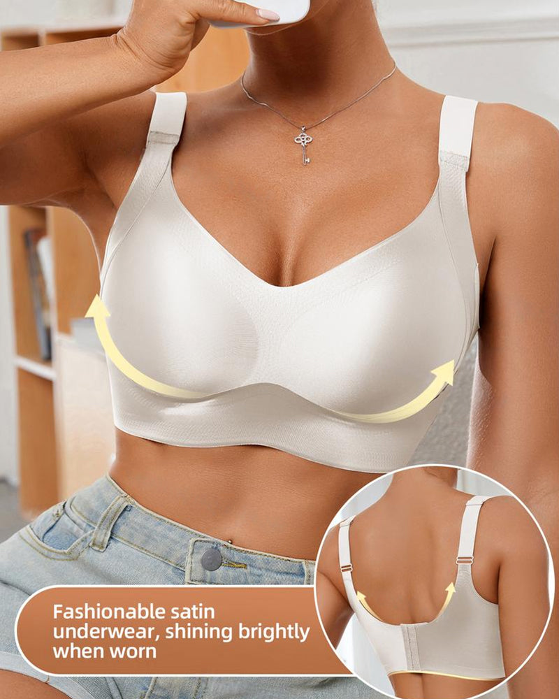 Sostén ajustable para mujer sin alambres, en color sólido, sin costuras, con efecto push-up y transpirable