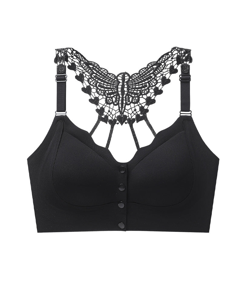 Sujetador Push-up Sin Costuras con Cierre Frontal y Espalda en Forma de Mariposa