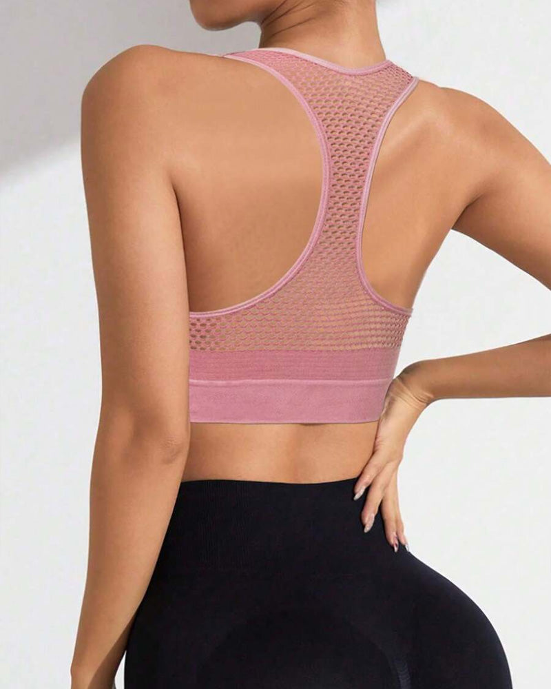 Top Deportivo Elástico Sin Costuras con Cremallera para Mujeres