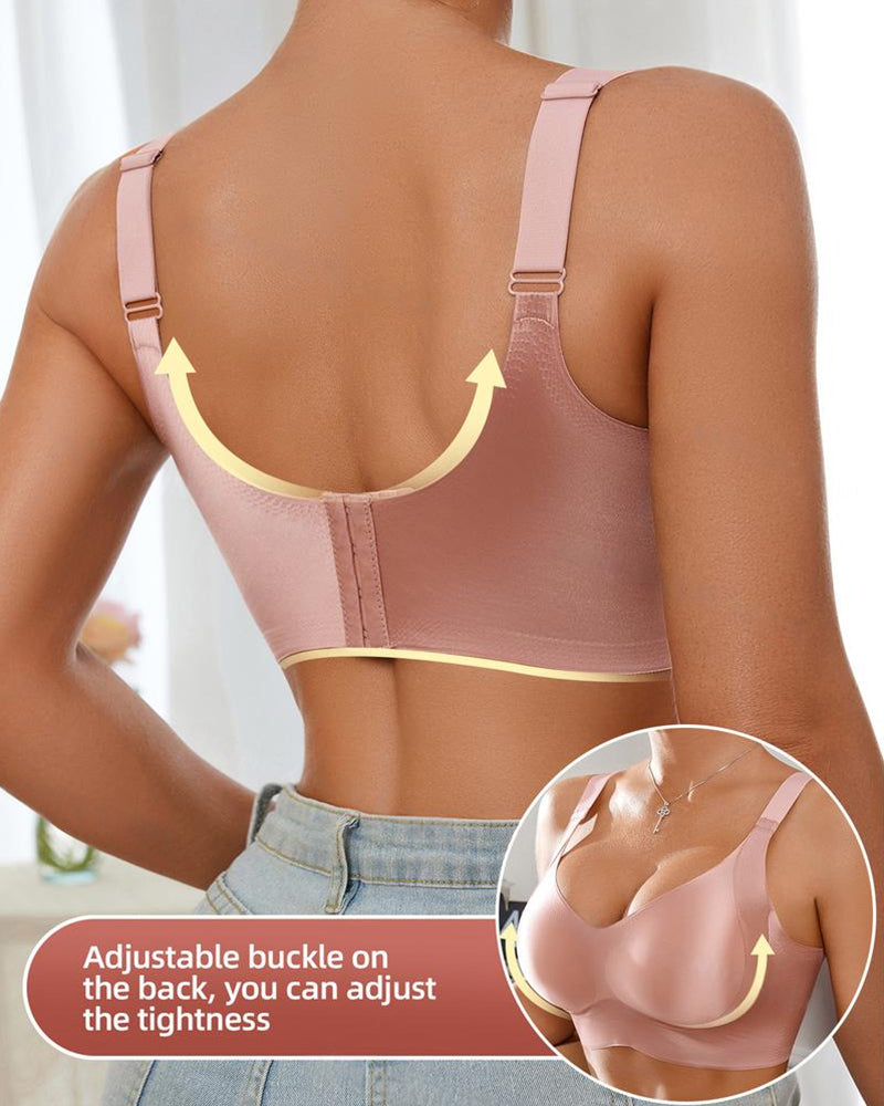 Sostén ajustable para mujer sin alambres, en color sólido, sin costuras, con efecto push-up y transpirable