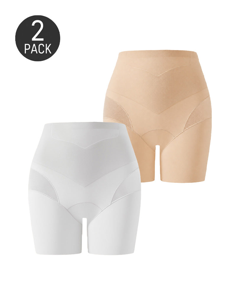 Conjunto de 2 Pantalones Cortos de Cintura Alta Sin Costuras con Control Abdomen y Malla Transpirable