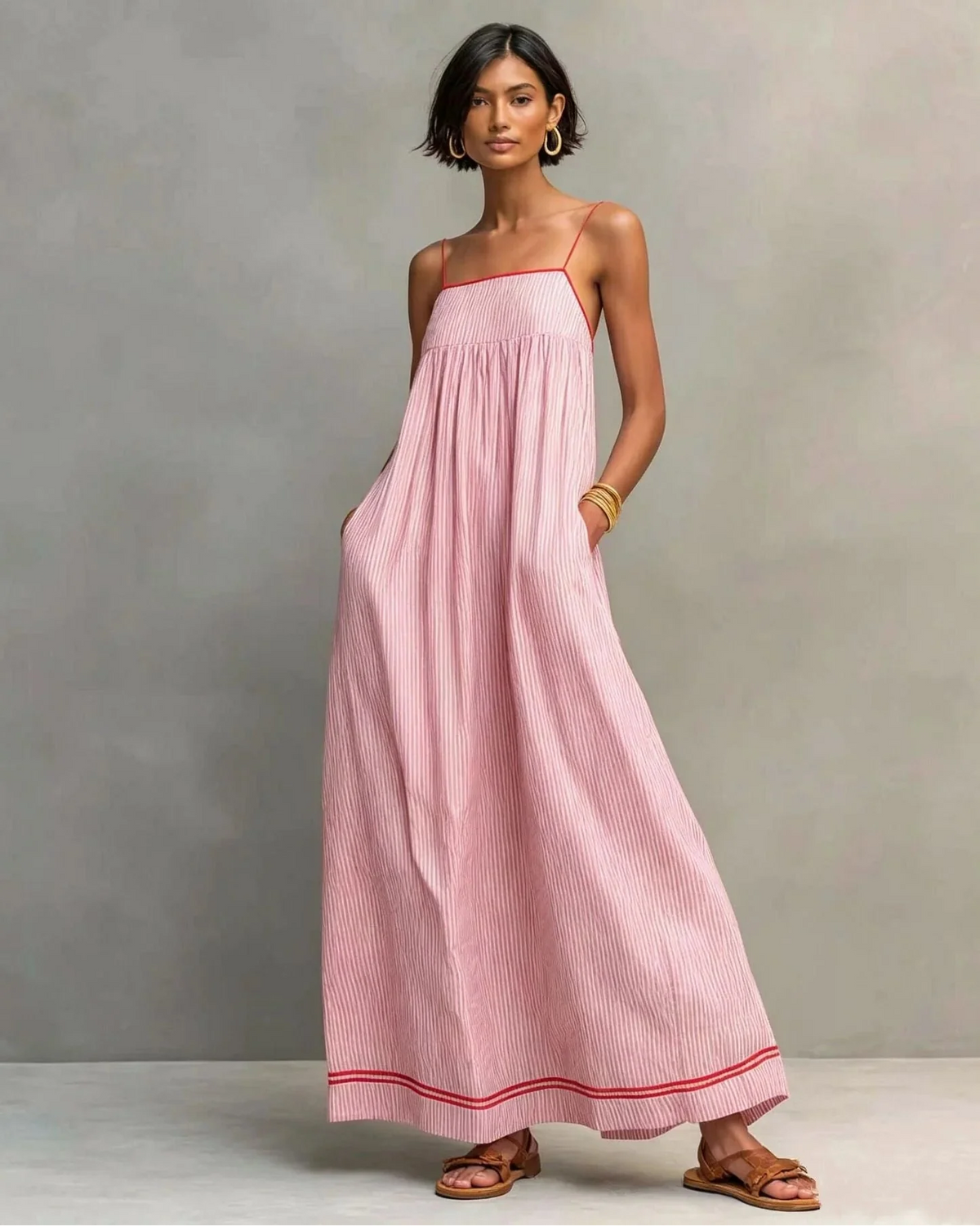 Elegante vestido largo sin mangas
