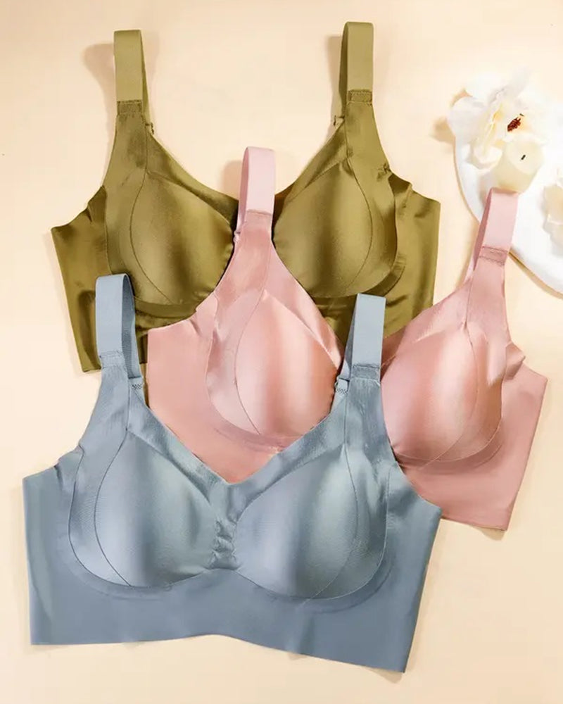 Sostén ajustable para mujer sin alambres, en color sólido, sin costuras, con efecto push-up y transpirable