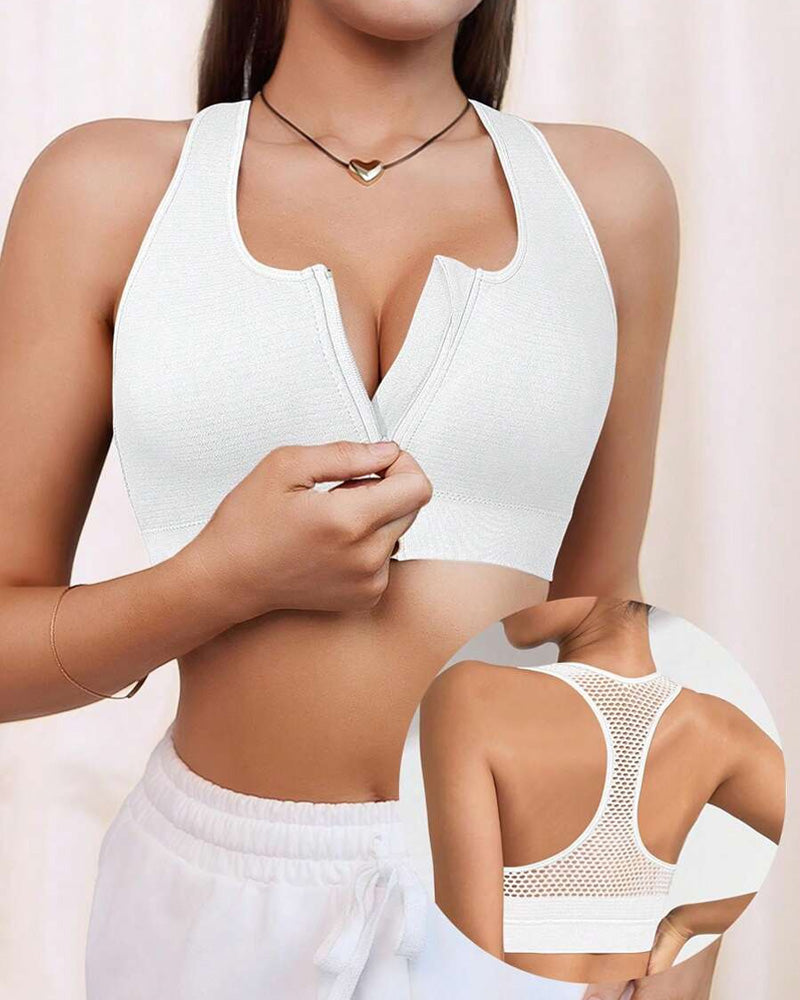 Top Deportivo Elástico Sin Costuras con Cremallera para Mujeres