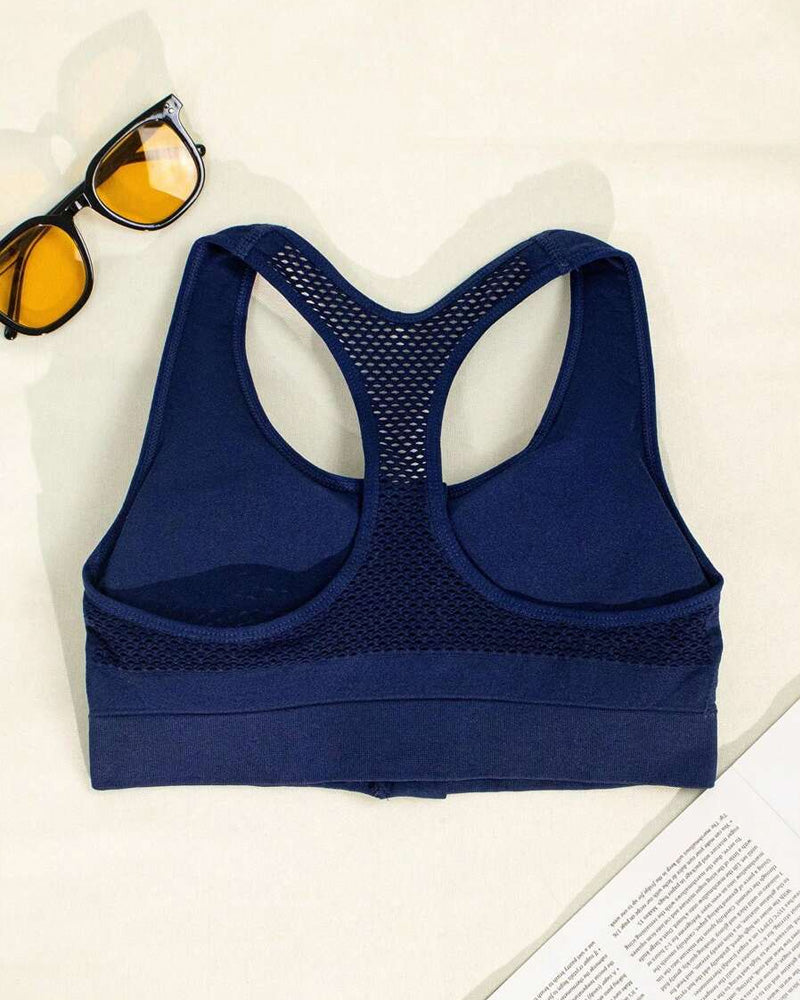 Top Deportivo Elástico Sin Costuras con Cremallera para Mujeres