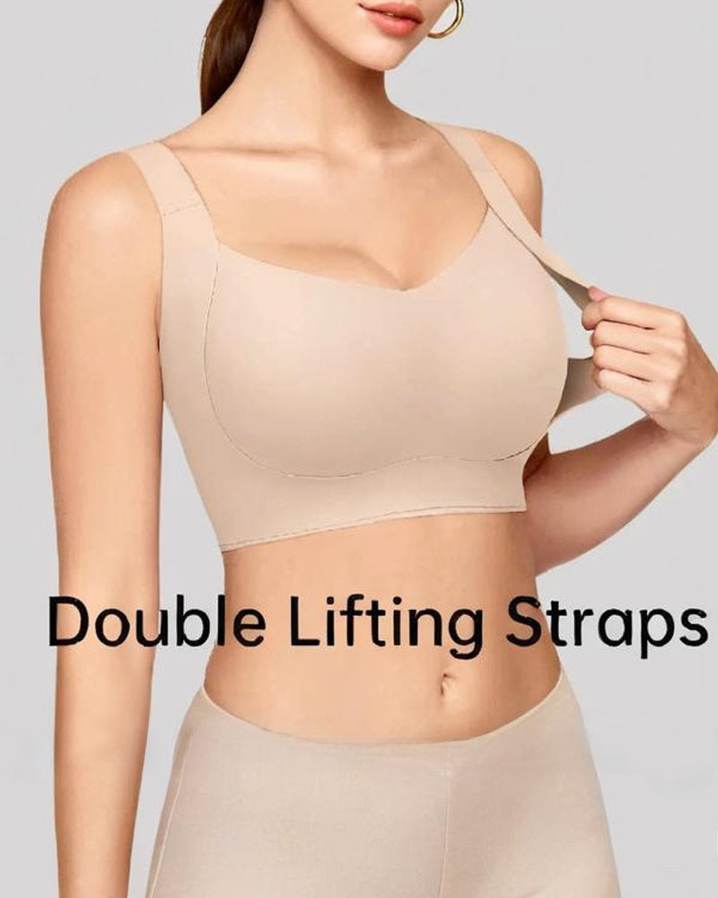 Sostén de Gel para Mujer Sin Aros, Sin Costuras, Doble Capa, Tirantes Elevadores y Copas Completas con Efecto Push-up