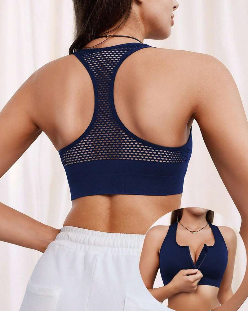 Top Deportivo Elástico Sin Costuras con Cremallera para Mujeres
