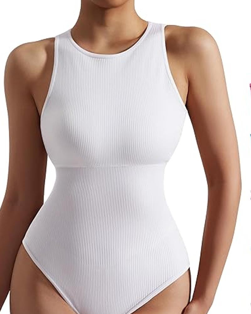 Cuerpo Sin Mangas con Diseño Estriado para Mujeres