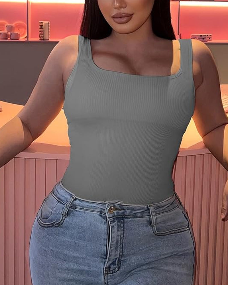 Vestido ajustado sin mangas de canalé para mujer