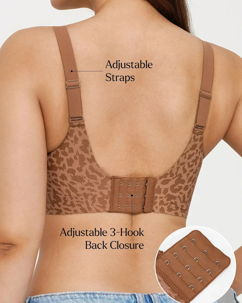 Sostén T-Shirt Sin Aros con Push-Up y Estampado de Leopardo