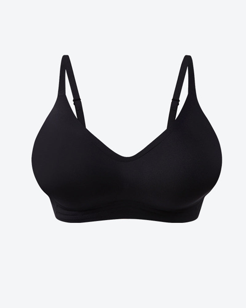 Sujetador sin costuras para mujer con escote en V, transpirable y almohadillas moldeadoras extraíbles