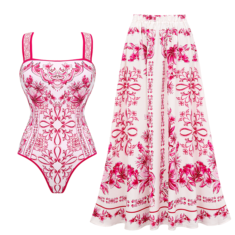 Conjunto de Baño Lily con Tirantes y Falda o Pantalones de la Colección Majolica