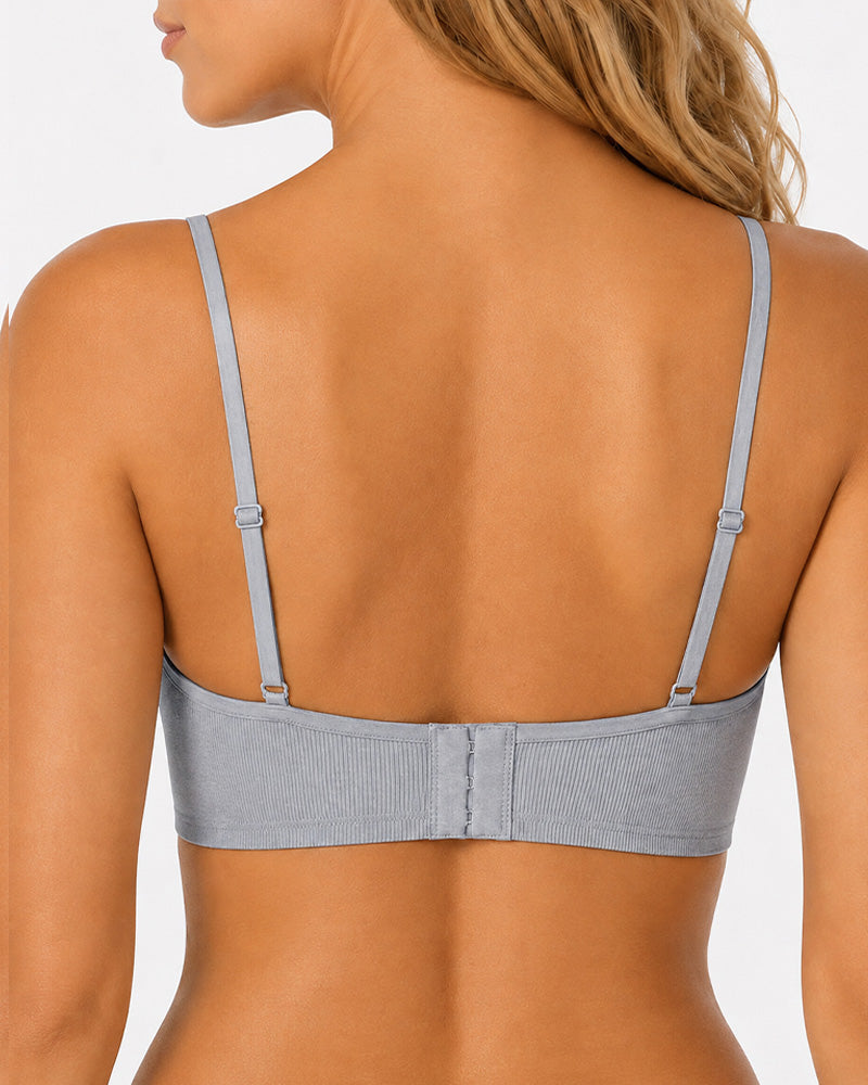 Conjunto de 2 Sujetadores Push-Up Sin Aros con Encaje y Escote en V Profundo
