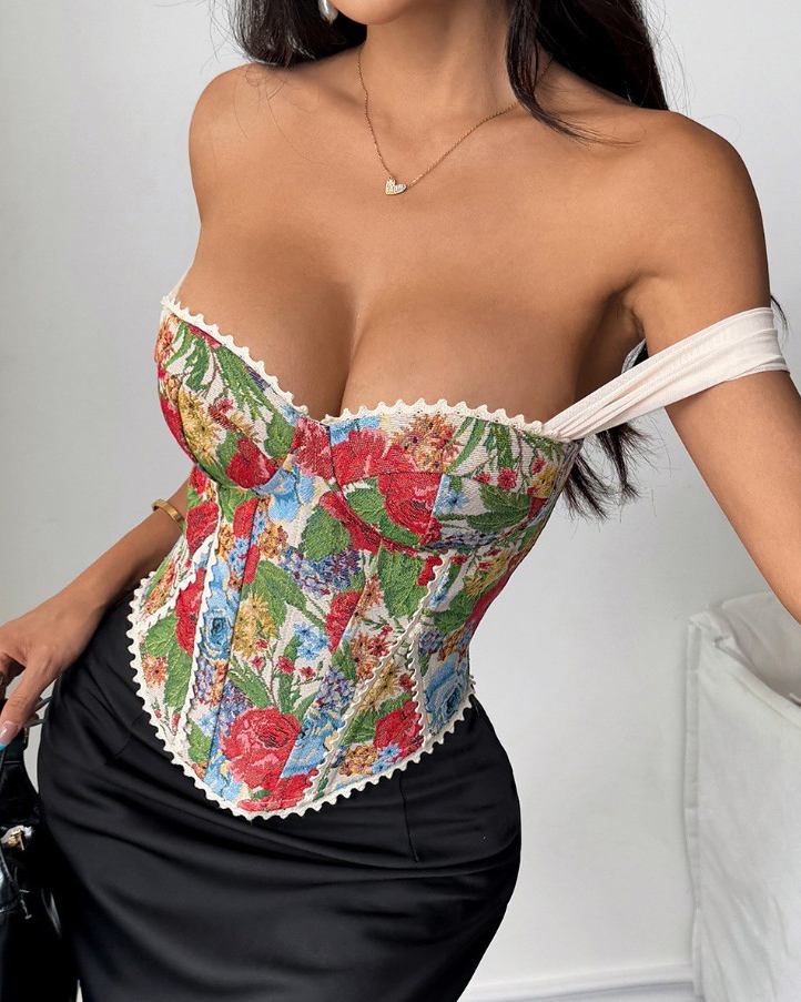 Elegante Corsé Ajustado con Espalda Atada y Sin Mangas