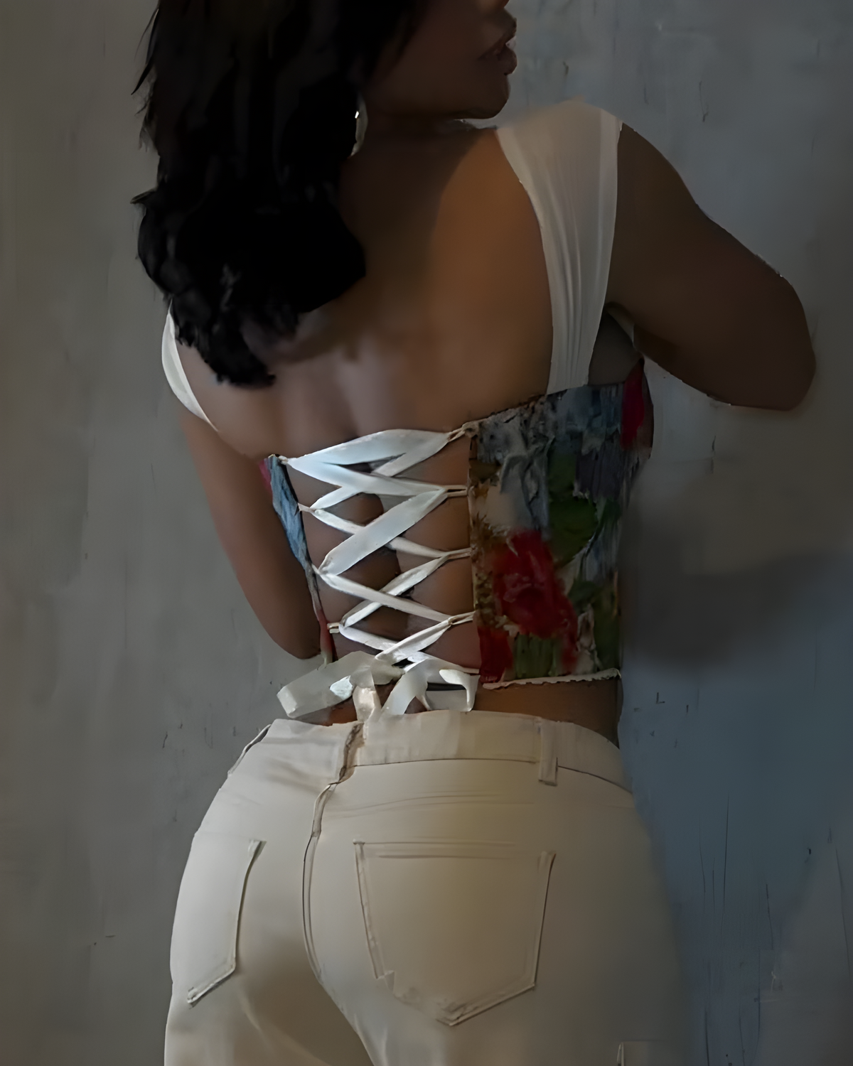 Elegante Corsé Ajustado con Espalda Atada y Sin Mangas