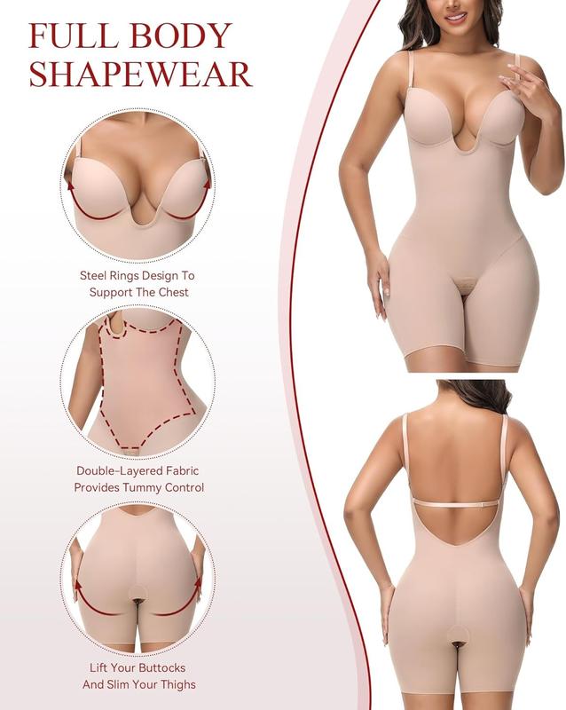 Shapewear Sin Espalda y Sin Tirantes con Escote en U Profundo