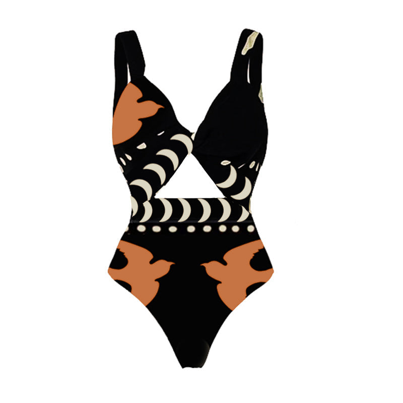 Bikini de un solo hombro con pantalones o falda de cintura alta