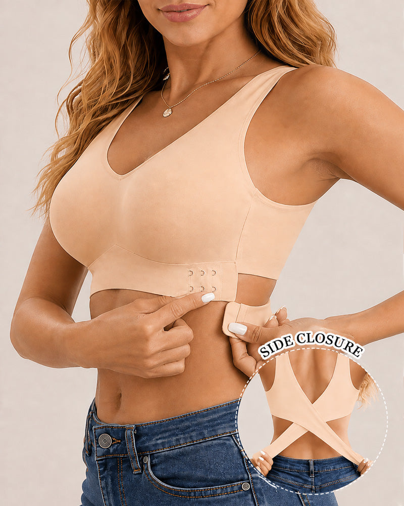 Sujetador Push Up Sin Costuras con Cierre Frontal y Espalda Cruzada