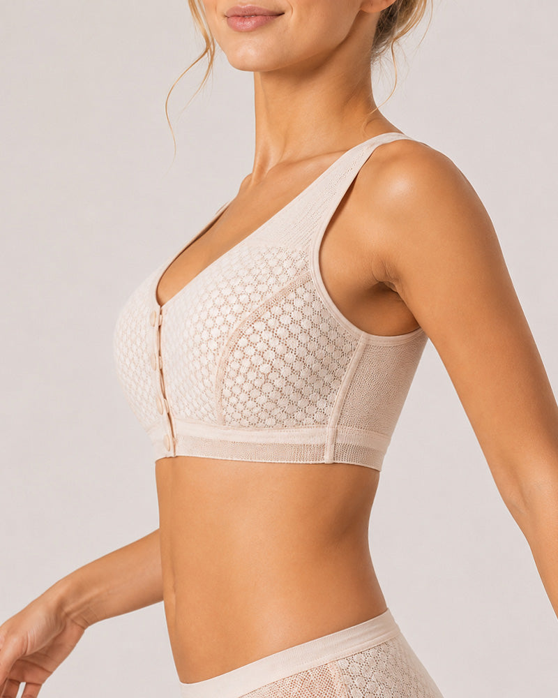Top sin costuras, ultra ligero y transpirable con cierre frontal
