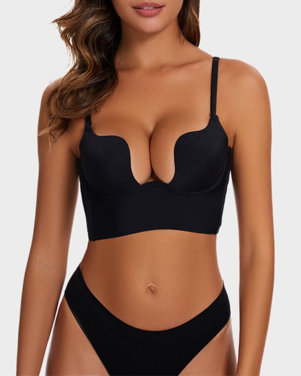 [Pack de 3] Sujetador de Espalda Baja con Escote Discreto - Negro, Beige y Blanco