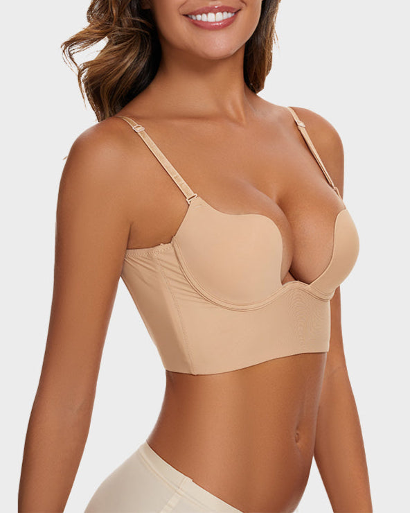 [Pack de 3] Sujetador de Espalda Baja con Escote Discreto - Negro, Beige y Blanco
