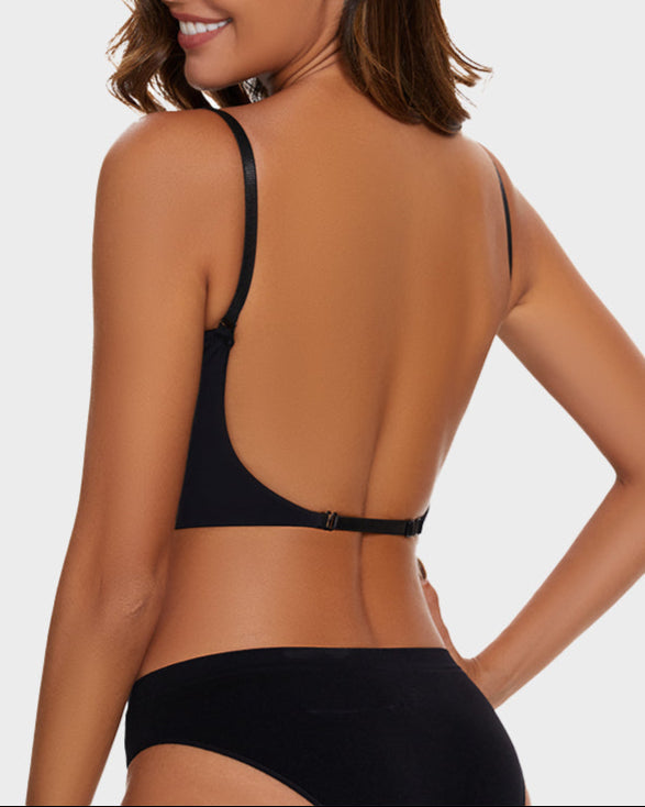 [Pack de 3] Sujetador de Espalda Baja con Escote Discreto - Negro, Beige y Blanco