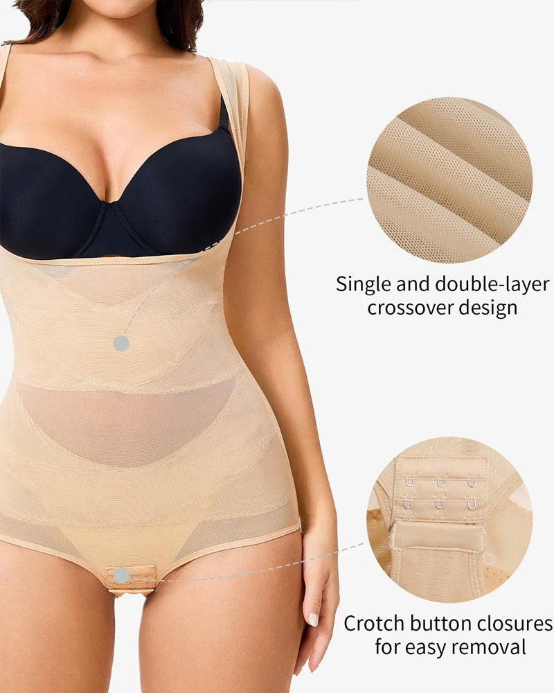 Translucent Mesh Tummy Control Sexy Bodysuit