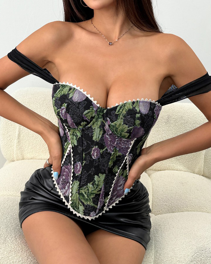 Elegante Corsé Ajustado con Espalda Atada y Sin Mangas