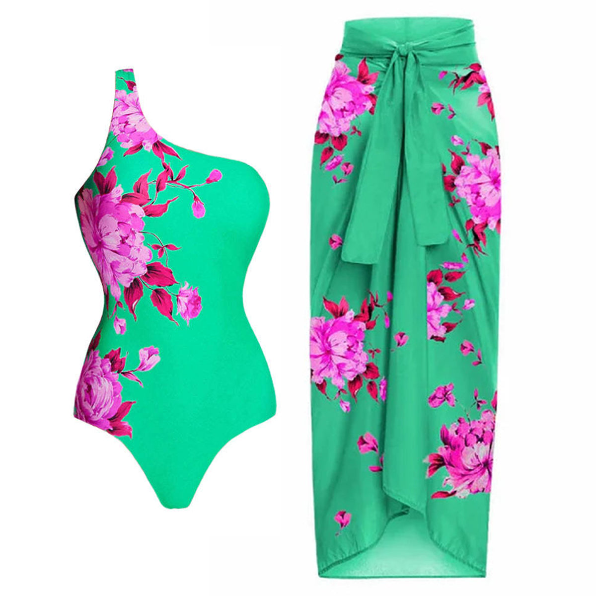 Monokini Floral con Sarong a Juego