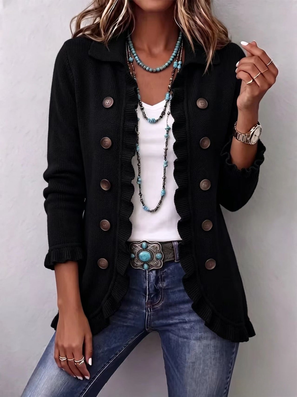 Camila | Chaqueta de Punto con Volantes