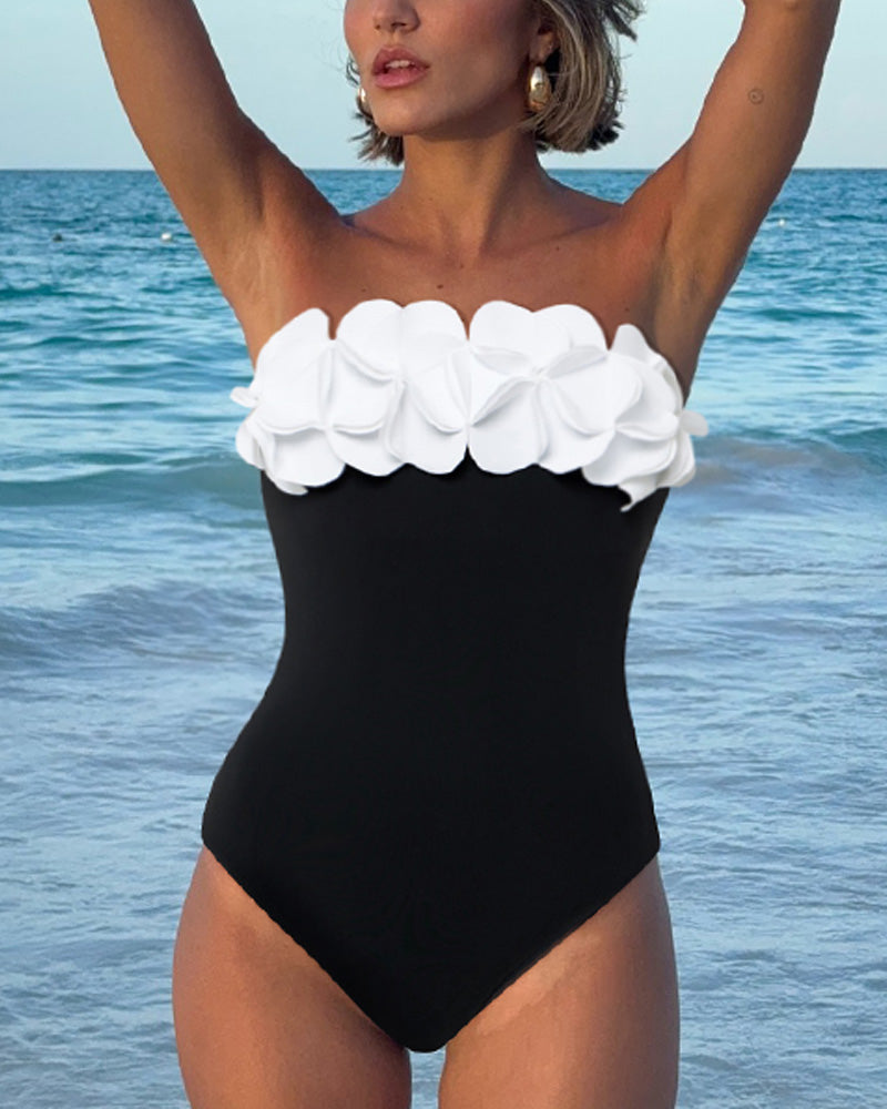 Monokini Floral 3D con Falda