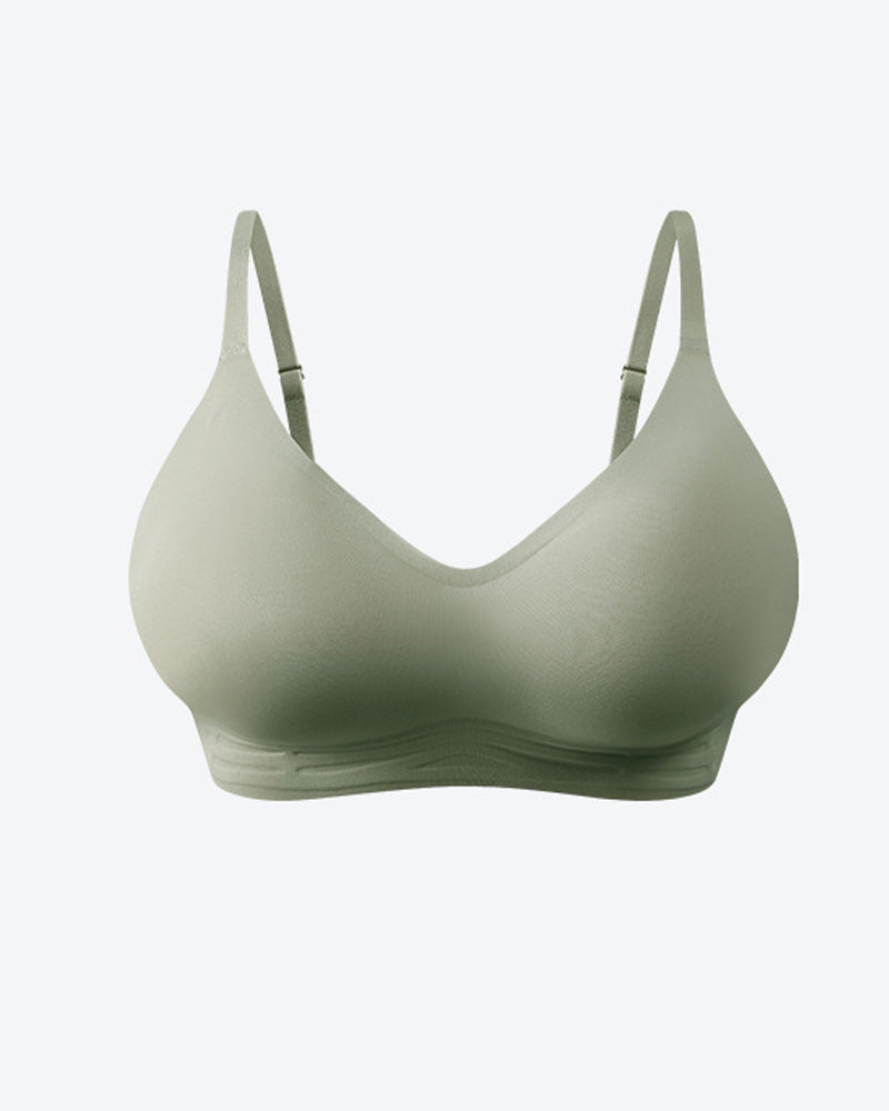 Sujetador sin costuras para mujer con escote en V, transpirable y almohadillas moldeadoras extraíbles