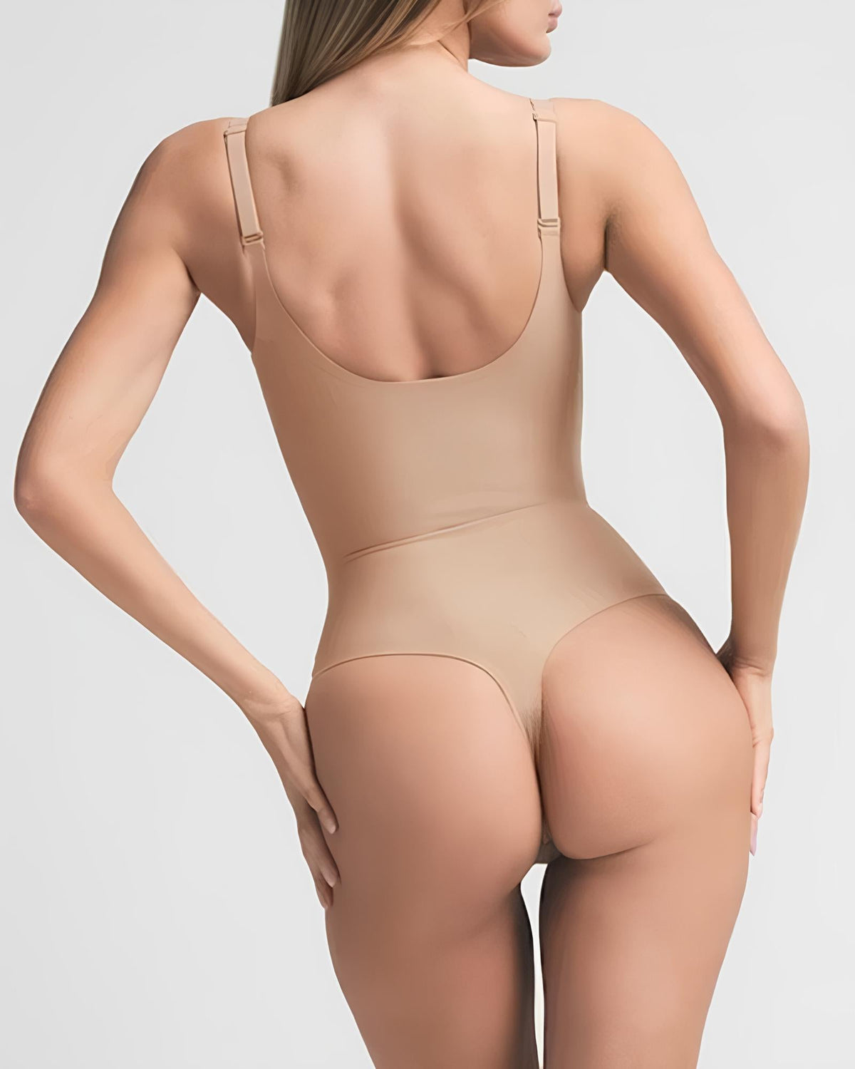 Body sin costuras de control abdominal elástico con escote en V profundo y tirantes ajustables