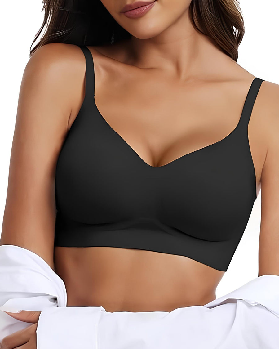 Sujetador sin costuras para mujer con escote en V, transpirable y almohadillas moldeadoras extraíbles