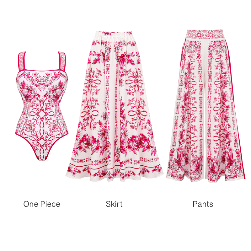 Conjunto de Baño Lily con Tirantes y Falda o Pantalones de la Colección Majolica