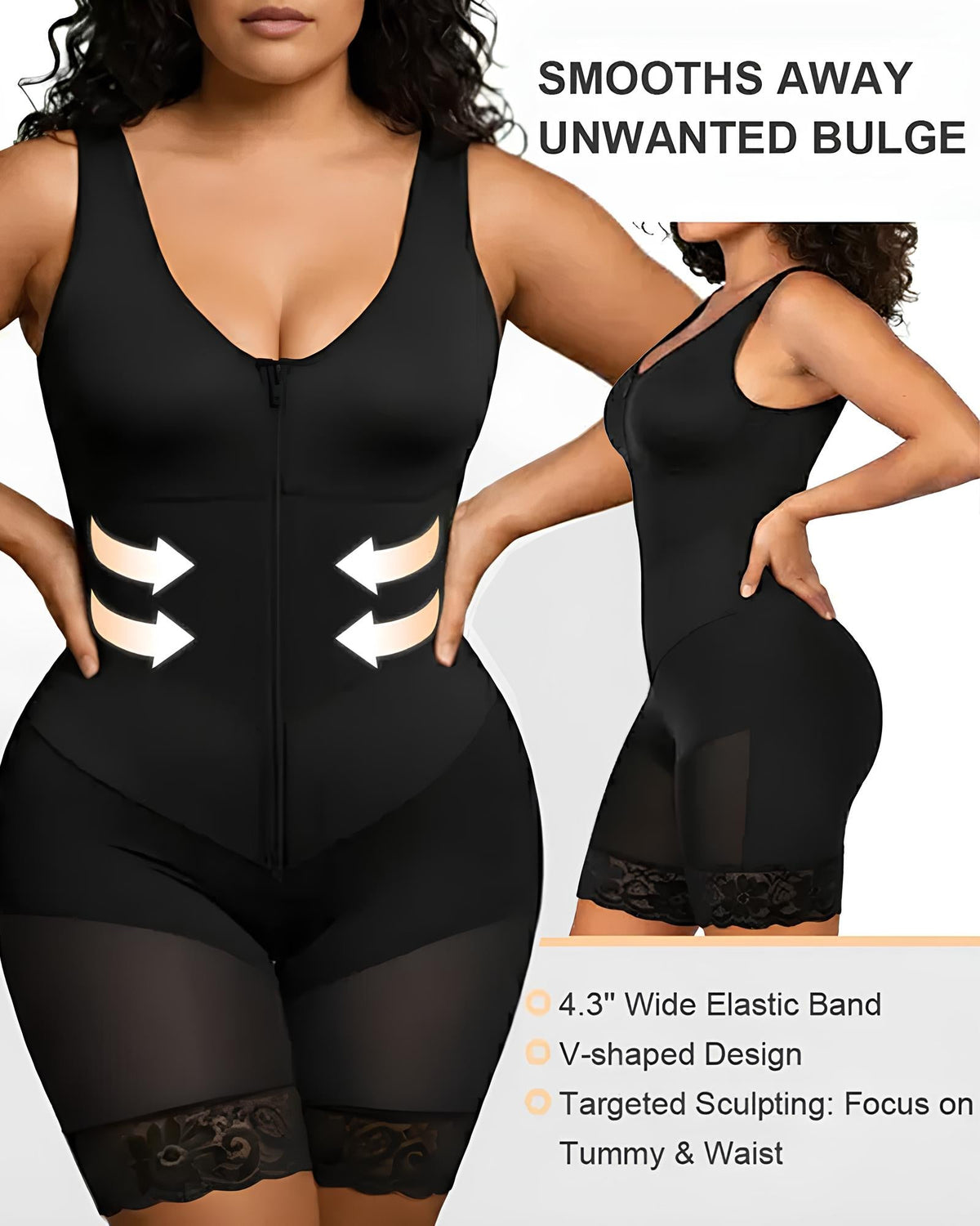 Vestido ajustado con diseño de banda elástica en V para control del abdomen y realce de la figura S para mujeres