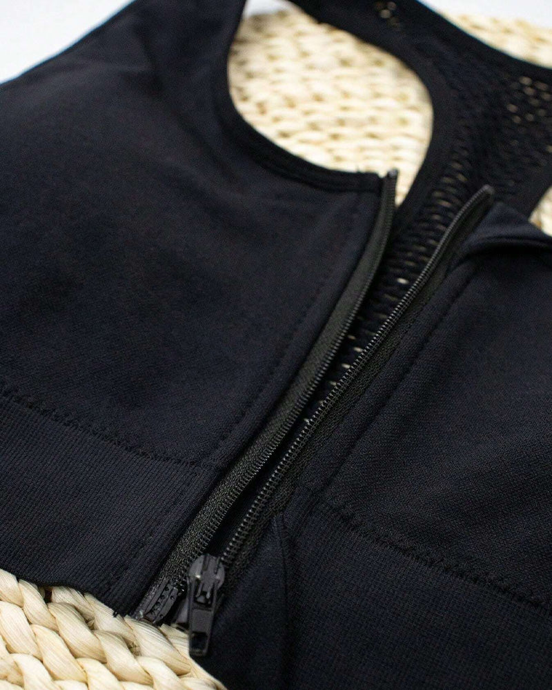 Top Deportivo Elástico Sin Costuras con Cremallera para Mujeres