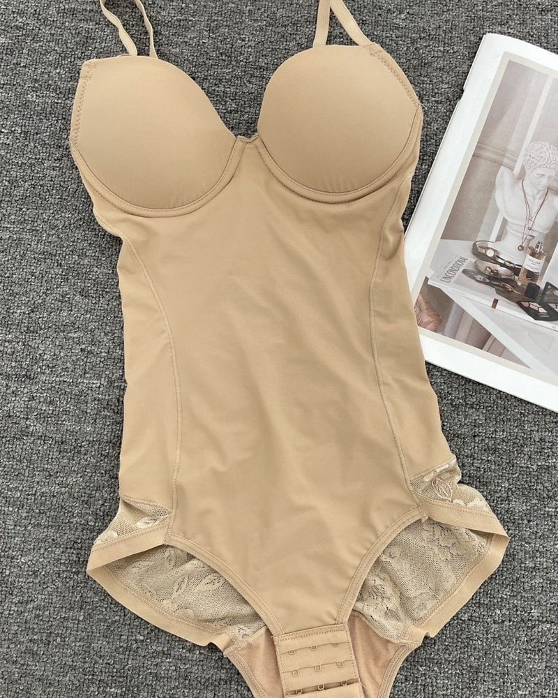 Top sin mangas para mujer con control abdominal y detalles de encaje en la cadera