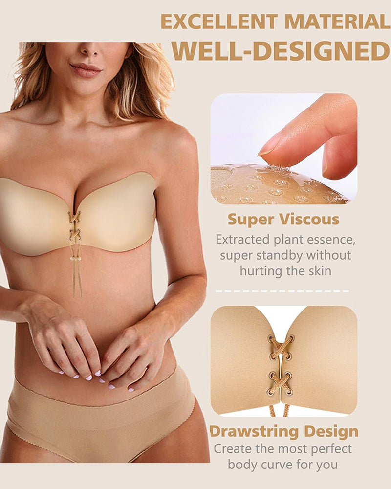 Top Adhesivo Sin Tirantes de Silicona con Cuerda para Mujeres